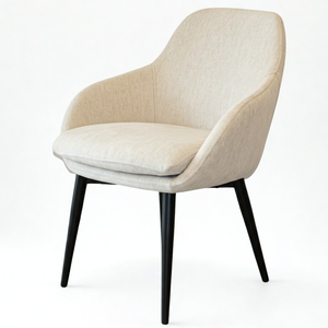Chaise de salle à manger au design moderne LOTUS avec accoudoirs, assise en mousse souple, pieds en métal noir, adaptée à un usage résidentiel et commercial - Product Image 1