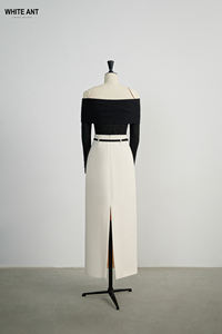 Luxury <b>White</b> Color ADELA MAXI <b>SKIRT</b> Rayon Spandex Woven Fabric <b>Women's</b> <b>Skirts</b> With Belt Manufacturing Company WHITEANT - Product Image 4