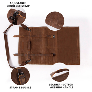 Sac de rangement pour couteaux en toile et cuir, robuste, organisateur d'outils de chef, rangement de couverts de cuisine de qualité supérieure, anti-odeurs, léger et confortable - Product Image 2