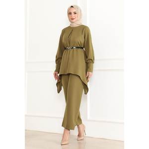 Conjunto Casual Haki MSW19001-4, Blusa Larga Midi con Detalles MSW19001-4 - Product Image 3