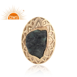Anillo de plata de primera ley y Esmeralda para mujer, sortija, plata esterlina 18k, oro de 18 quilates, piedra natural rugosa, joya fina, hecho a mano - Product Image 3