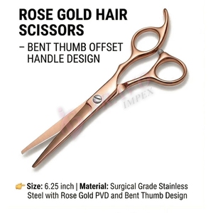 Ciseaux à cheveux en or rose, ciseaux à cheveux avec poignée inclinée, design professionnel pour salon de coiffure - Product Image 2