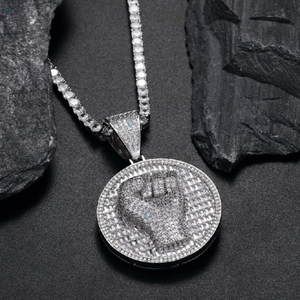 Collar con Colgante de Puño con Diamantes Cultivados en Laboratorio, Estilo Hip Hop, Joyería al por Mayor OEM - Product Image 2