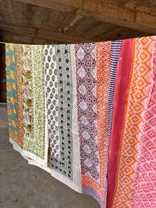 Pareo de algodón con estampado de bloque hecho a mano indio, bufandas para mujer, cara, Bikini, Pareos, estampado Floral, pareos a mano - Product Image 3