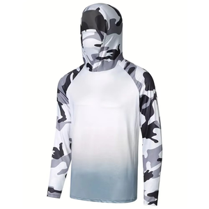 UPF50 +, protección solar, absorbe la humedad, poliéster, Spandex, Sudadera con capucha de manga larga para hombre, UV, camisas de pesca solar, impresión por sublimación - Product Image 2