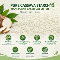 Litière pour chat en manioc, directement de l'usine, échantillon gratuit, agglomération rapide en 5 secondes, sans poussière, hautement absorbante, faible dispersion, contrôle des odeurs, vente en gros