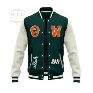 Logo personnalisé Veste d'université de baseball pour l'hiver Style de rue en coton extensible avec broderie - Product Image 1