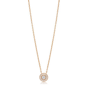 Collar con Dije de Circonita Blanca de Diseño Redondo Clásico, Plata de Ley 925, Joyería de Moda para Mujer - Product Image 2