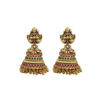 Boucles d'oreilles Jhumka de temple de haute qualité, dernières créations, plaquées or, style ethnique traditionnel, ornées de pierres Kundan et motif Paisley, avec cristaux