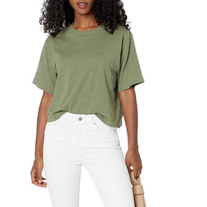 Camiseta corta de color sólido con diseño de tu propio logotipo para mujer, Camiseta corta de alta calidad con diseño superior para mujer - Product Image 3