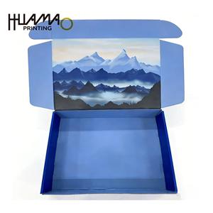 Cajas de Cartón Corrugado Azules Personalizadas Ecológicas de Huamao, Cajas de Envío de Lujo con Logotipo Personalizado en Relieve para Embalaje de Regalos - Product Image 1
