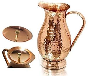 เหยือกทองแดงบริสุทธิ์น้ำหนักเบาโครงสร้างทนทานและการออกแบบที่น่าดึงดูดเหมาะสำหรับการตกแต่งบ้านที่ทันสมัย - Product Image 2