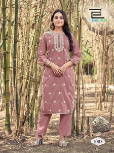 New Designer Heavy Silk Embroidery Work Salwar Kameez Set Party Wear Kurti Pant Top Ethnic Wear Wholesale with Natural Waistline - Product Image 3