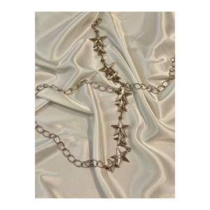 Women's Belt with Star <b>Chain</b> Detail (Waist Belt, Dress Belt, Skirt Belt, <b>Trouser</b> Belt) - Silver - Product Image 2