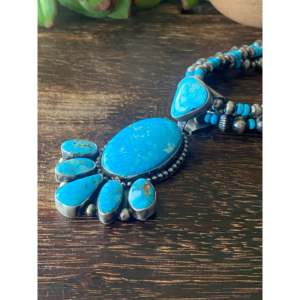 Bobby Johnson Birds Eye Kingman Turquoise Sterling <b>Silver</b> Multi Strand <b>Necklace</b> <b>Set</b> - Product Image 6