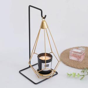 ชุดเชิงเทียนโลหะทำด้วยมือลวดทรงลูกบาศก์จำนวน2ชิ้นแก้วเคลือบผง & โลหะสำหรับตกแต่งบ้าน - Product Image 4