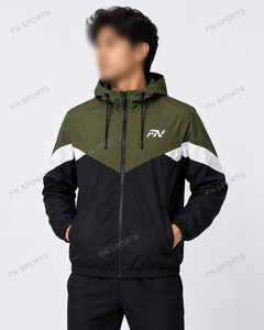 High Quality <b>Men</b> Hooded Windproof Windbreaker <b>Jacket</b> 100% Polyester Adult Outdoor Casual Comfortable Hot Selling Cheap Price - Product Image 3