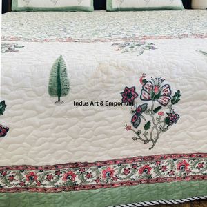 Wholesale Hand Block Printed Knitted Eco-Friendly Cotton <b>Quilted</b> Bedspreads Bedcover - Product Image 6