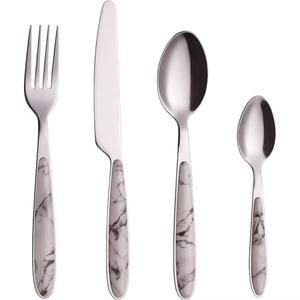 Juego de 5 cubiertos de acero inoxidable, utensilios de cocina ideales para regalos de mesa, cubiertos con acabado plateado para el hogar, mango de 2 colores - Product Image 3