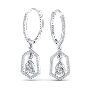 REYES High Quality 925 Sterling Silver CVD HPHT Lab Grown <b>Diamond</b> <b>Dangle</b> Drop <b>Earrings</b> Exquisite 14K White Gold Plated Jewelry - Product Image 3