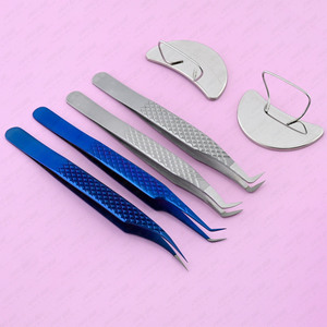 Pinzas para pestañas de 90 grados, aplicador de pestañas con punta de fibra, extensión de pestañas, pinzas para botas Maga, acero inoxidable Curvo - Product Image 5
