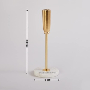 Bougeoir conique en métal doré de qualité supérieure avec base ronde en marbre pour la décoration d'éclairage de table pour les fêtes d'événements à la maison - Product Image 6