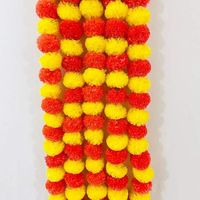 Guirlande de fleurs artificielles de marguerites à pompons, faite à la main, en tissu, style Art Déco, pour anniversaires, Pooja et événements festifs