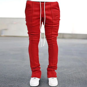 Pantalones de chándal personalizados de alta calidad Color sólido suelto Casual deportes rojo estacado pantalones Unisex estampado Streetwear pantalones de chándal holgados - Product Image 3