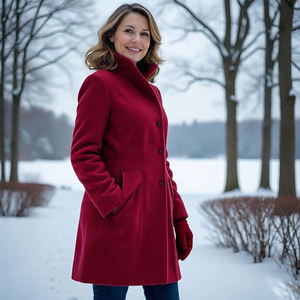 Abrigo largo de lana para mujer, ropa de calle, gabardinas largas de lana con cinturón, cuello vuelto, chaqueta de manga larga para mujer - Product Image 4