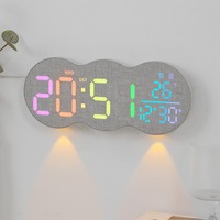 5803-5804 LED Digitale Wanduhr Farbdisplay Temperatur Datum Wochentag Doppelter Wecker Timer Einstellbare Helligkeit Nachtlicht