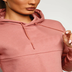 Sudadera con Capucha y Cordón Ajustable para Mujer, 65% Algodón, 35% Poliéster, Estilo Crop, Color Ladrillo - Product Image 5