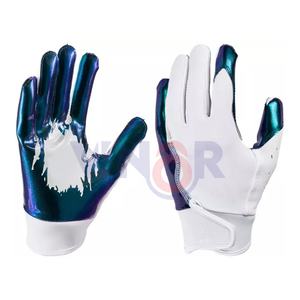 Gants de football américain avec impression de logo personnalisé de qualité supérieure 100% gants de football américain en gros en cuir respirant - Product Image 1