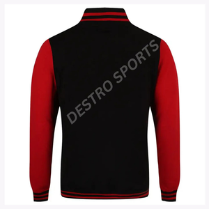 Veste universitaire en cuir personnalisée pour hommes avec écusson brodé à la hausse veste Streetwear à ourlet côtelé de style bombardier - Product Image 3