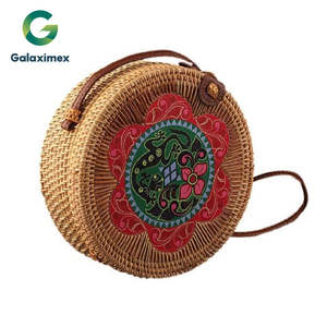 Sac à main portable en cuir et rotin de Bali tissé à la main, de qualité supérieure, pour femmes, printemps, été, automne, hiver, artisanat, usine Galaximex - Product Image 3