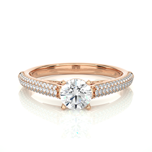 Certifié IGI 3-4 carats Solitaire Pave Cut personnalisé 14K véritable or diamant cultivé en laboratoire bagues de fiançailles de mariage pour les femmes - Product Image 3