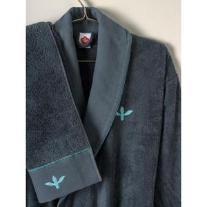 ชุดเสื้อคลุมอาบน้ำผ้าฝ้ายปักลายกล่องสำหรับครอบครัวกาจาสีเบจ-น้ำมันอุปกรณ์ห้องน้ำที่ทันสมัย - Product Image 3