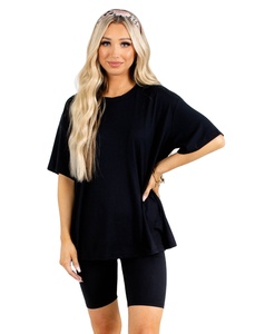 GX2714 2025 Summer Street Wear Collection Casual 2-Piece Set Short Sleeve Hollow Embroidery Shirt Knee-Length Wide Leg Front - Product Image 1
