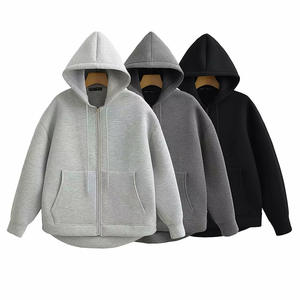 High Street Fashion Autumn <b>Winter</b> <b>Coat</b> Solid Loose Hoodie Embroidered Long Sleeve Casual Zipper Outwear Sweatshirt 100% Cotton - Product Image 3