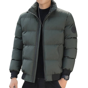 Veste d'hiver matelassée pour homme, épaisse et chaude, avec patchs sur les manches, style streetwear, vêtement d'extérieur, logo personnalisé, capuche en velours, fermeture éclair, emballage en tambour - Product Image 2