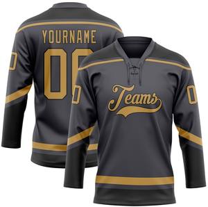 Jersey de Hockey sobre Hielo con Cuello de Encaje OEM, Fabricante de Marca Privada, Uniforme de Hockey sobre Hielo Sublimado con Cuello de Encaje, Ropa Deportiva Personalizada para Equipos - Product Image 3