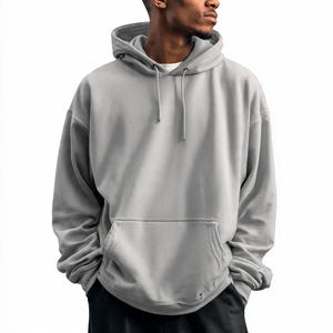 Sweat à capuche oversize pour homme d'hiver, 400GSM, polaire, coton, polyester, uni, teint, brodé, streetwear de haute qualité - Product Image 4