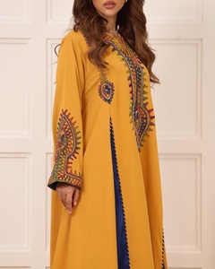 Venta al por mayor de lujo personalizado satén Abaya Petite ropa islámica de las mujeres con volantes mangas inspirado Turquía tradicional musulmán vestido para - Product Image 3