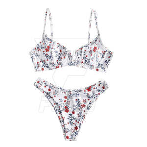 2023 personnalisé FLORAL impression femmes Bikini ensemble grande taille maillots de bain pour Sport actif maillot de bain à carreaux avec 2 pièces - Product Image 5
