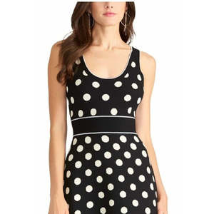 Abito da donna Rachel Rachel Roy nero a pois taglia XL, linea ad A, vita naturale, lavabile, con cerniera e maniche a lanterna, ideale per il giorno del club - Product Image 3