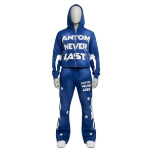 Ensemble de survêtement unisexe personnalisé en molleton épais, coupe ample, pour homme, avec sweat à capuche et pantalon de jogging - Product Image 1