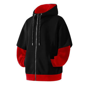 Sweat-shirt léger pour homme avec fermeture éclair, color block, respirant, en mélange de coton, coupe ample, avec poches - Product Image 6