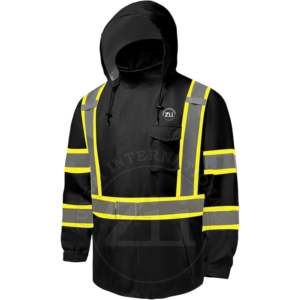 <b>Men's</b> 300D Oxford Waterproof Hooded Winter Jacket Hi Vis <b>Orange</b> Bomber Reflective Safety Features Work Reflective Coats ANSI - Product Image 1