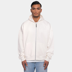 Sweat-shirts à capuche zippés surdimensionnés personnalisés 360 g/m² pour hommes, en molleton de coton épais et respirant, à épaules tombantes, grandes tailles - Product Image 1