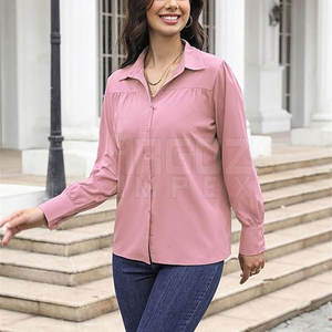 Camisa informal de alta calidad con logotipo frontal sólido para mujer, hecha de algodón, manga larga, secado rápido, transpirable, más vendidos - Product Image 6