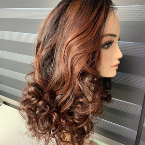 Perruques en cheveux humains, cheveux vierges vietnamiens, qualité 350 grammes, 60 cm, bouclés, lisses, ombrés, couleurs piano et noir - Product Image 1